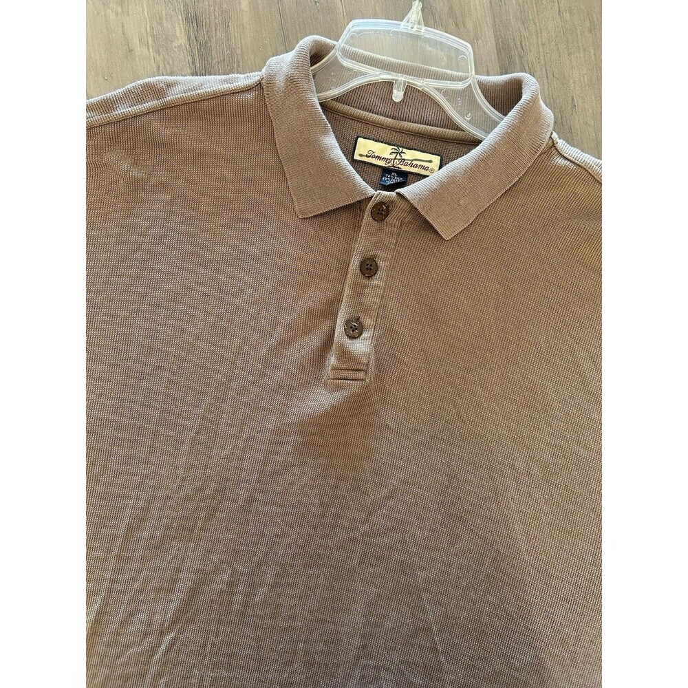 TOMMY BAHAMA RN Brown/Marlin Fish Silk Blend Polo Shirt - Men Size: XL